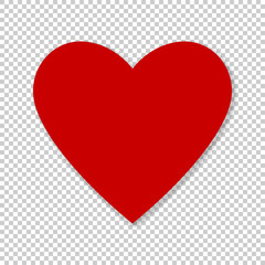 Aufkleber - Valentine red heart on transparent background. Simple heart icon vector EPS-10