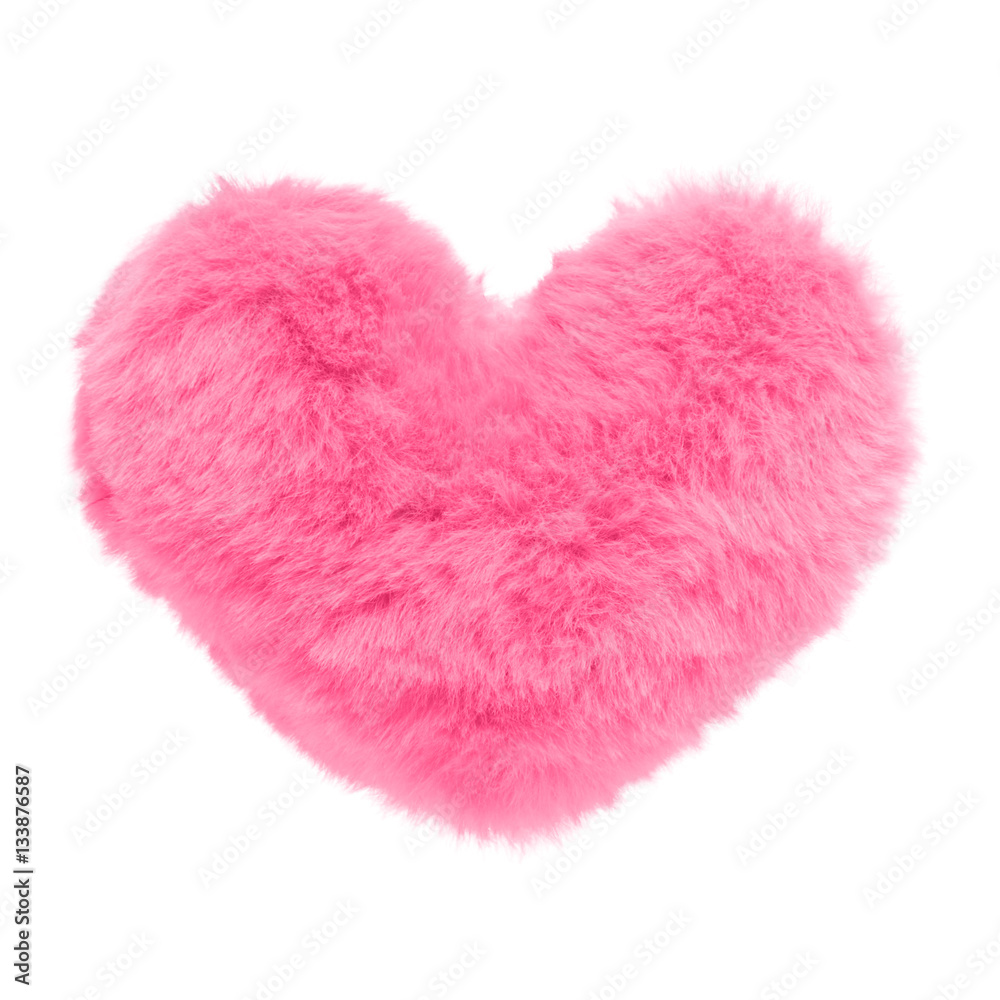 Shaggy pink heart isolated on white background Stock Photo | Adobe Stock