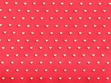 Red Leather And Gold Hearts Love And Valentines Background
