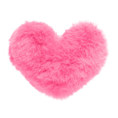 Shaggy pink heart isolated on white background