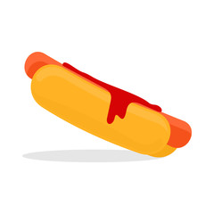 Poster - Hot dog vector flat illustration