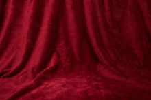 Velvet Red Drapped Curtain Cloth Full Frame