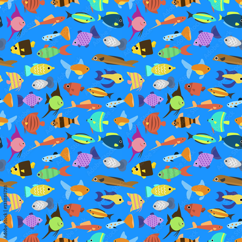 Cute fish vector illustration seamless pattern Stock Vector | Adobe Stock