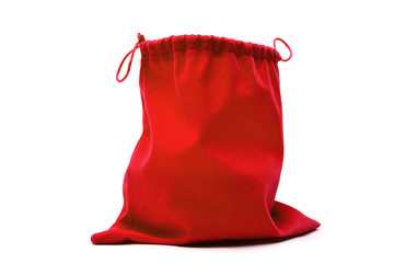 Red bag for gifts on a white background