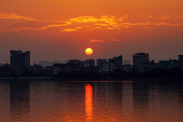 Wall Mural - Sunset on West lake (Ho Tay), Hanoi