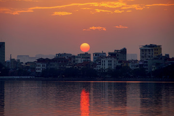 Wall Mural - Sunset on West lake (Ho Tay), Hanoi