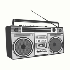 Tape recorder, Cassette recorder outline illustration vector