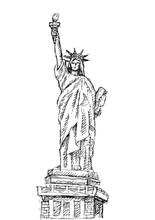 Statue Of Liberty Hand Drawn Sketch Style Vector