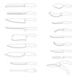 © OnD - Cutlery Set. Abstract kitchen tools silhouettes outline set. Kitchen utensil. Vector illustration