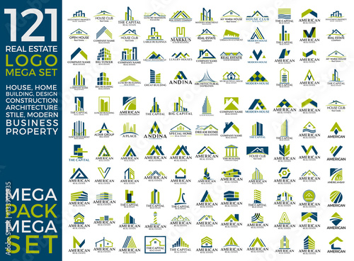 Fotografie, Obraz Mega Set and Big Group, Real Estate, Building and Construction Logo Vector Desig