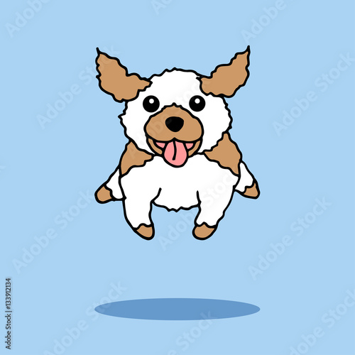 cute dog running, jumping up vector hand drawn illustration – Stock