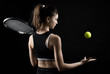 Portrait of sporty teen girl tennis player with racket