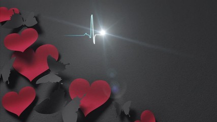 Wall Mural - pulse with hearts and butterflies - abstract valentine's day animation ( valentine , banner , butter