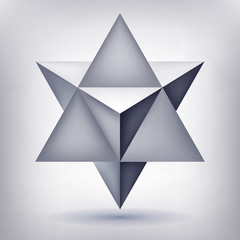 Poster - Merkaba, 3d crystal, geometry shape, volume star, mesh version, abstract vector object