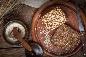 Wall Mural - Whole Grain rye bread with seeds.