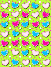Heart And Pearls Green With Pink Dots
