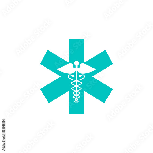Caduceus solid icon, Medicine and health sign, vector graphics, colorful linear flat pattern on a white background, eps 10 Poster