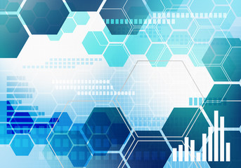 Aufkleber - Digital conceptual hexagonal striped business technology background