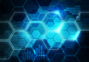 Aufkleber - Digital conceptual hexagonal striped business technology backgroung