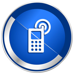 Poster - Mobile phone silver metallic web and mobile phone vector icon.