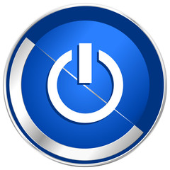 Fototapete - Power silver metallic web and mobile phone vector icon.