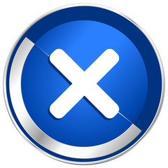 Poster - Cancel silver metallic web and mobile phone vector icon.