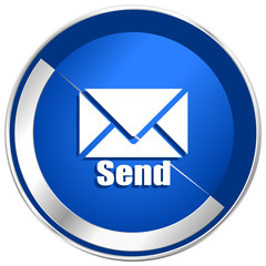 Poster - Send silver metallic web and mobile phone vector icon.