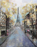 Oil Painting, Paris. european city landscape. France, Wallpaper, eiffel tower. Modern art.  street