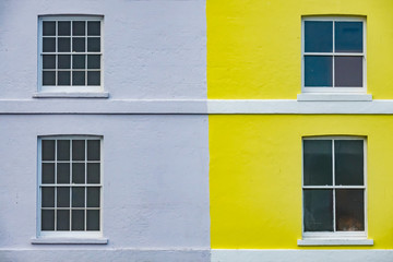 Yellow and blue home facade