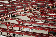High Angle View Of Trailers At Factory