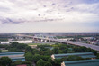 © Hanoi Photography - Aerial view of Dong Tru bridge crossing Red River at twilight in Hanoi, Vietnam