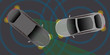 adi30 AutonomousDrivingIllustration - german: Kein Verkehrsunfall / mit automatischen Bremsassistenten - english: no car accident / with automatic emergency brake assist - 2to1 g4944