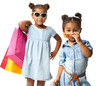 © Africa Studio - Two cute African girls with shopping bags on white background