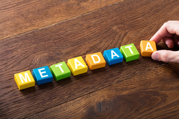 metadata concept on colorful block