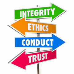 integrity arrow signs honesty conduct trust 3d illustration