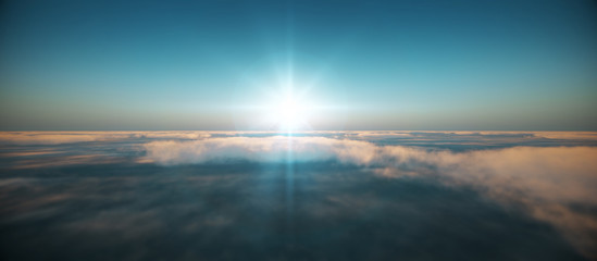 Wall Mural - fly in clouds sunset