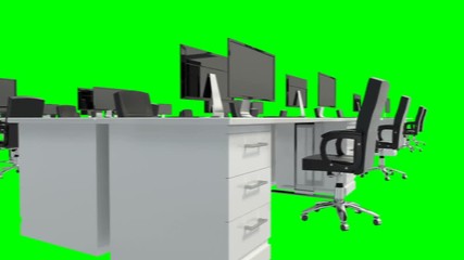 Poster - Empty office with desks and computers