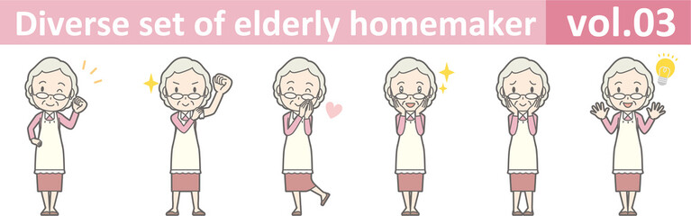 Wall Mural - Diverse set of elderly homemaker, EPS10 vol.03