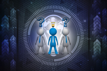 Poster - 3d rendering led light bulb near leadership
