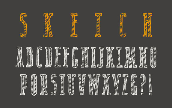 Decorative narrow serif font in the style of hand-drawn graphics