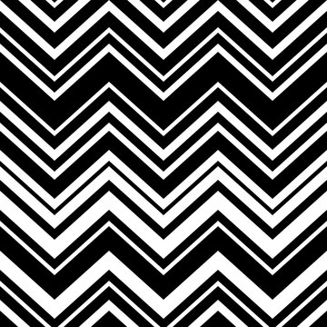 Abstract black and white geometric chevron seamless pattern, vector