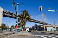 Street In San Francisco Under Oakland Bridge