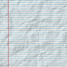 White Lined Sheet Of Notepad Crumpled Paper 