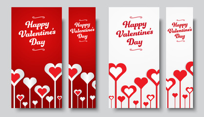 set of vertical web banners Happy Valentine's Day.