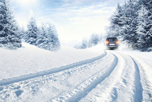 Winter Car And Snow Road 