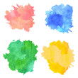 Set of hand drawn colorful watercolor spots on white background 