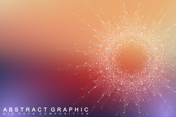 Poster - Big data complex. Graphic abstract background communication. Perspective backdrop of depth. Minimal array with compounds lines and dots. Digital data visualization. Vector illustration.