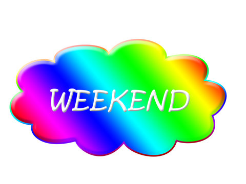 Weekend icon on cloud of rainbow colors