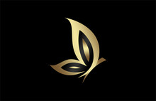 Butterfly Icon In Gold Color