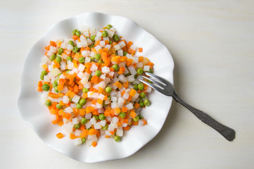 Cooked vegetables on a plate